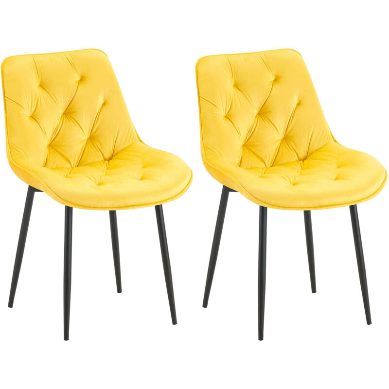 CLP - Lot de 2 chaises de salle à manger Wallace velours Jaune