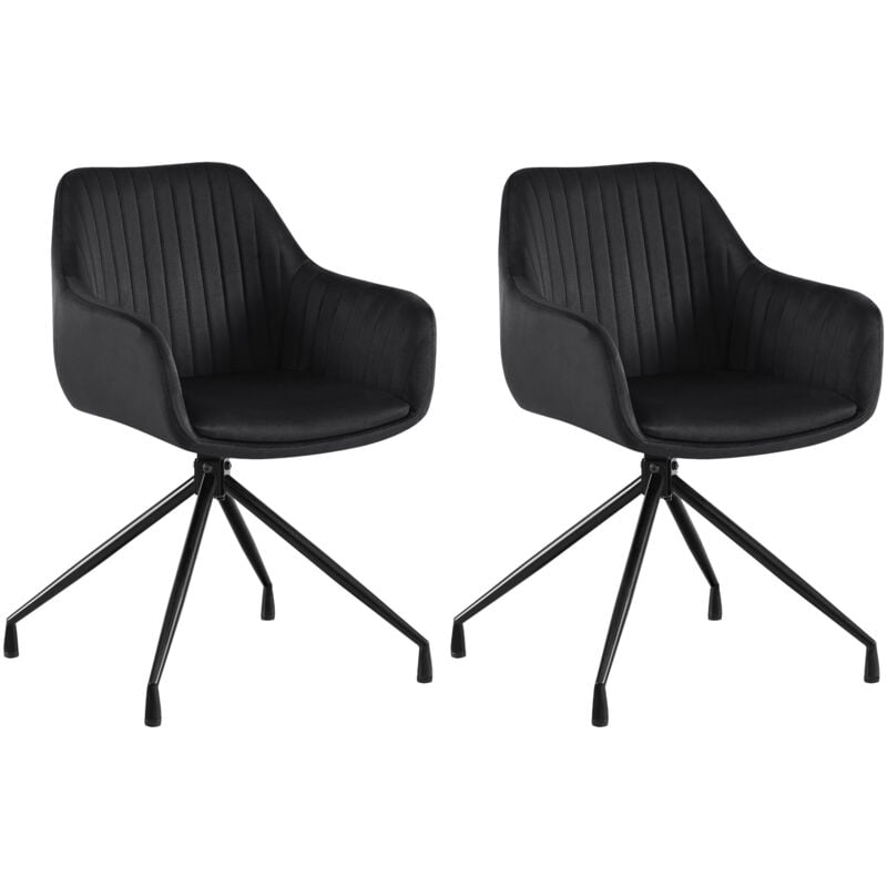 CLP - Lot de 2 chaises de salle à manger Welby Noir Velours