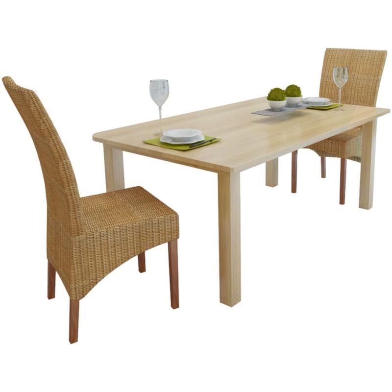 Bonnevie - Lot de 2 Chaises de salle à manger - Chaises à dîner Marron Rotin naturel BV590471