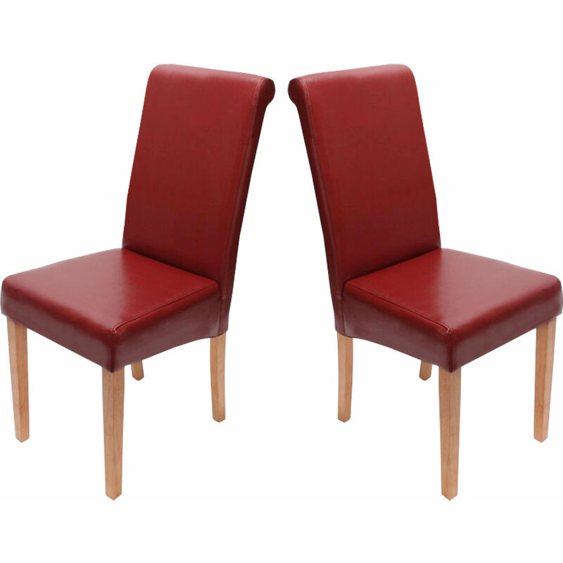 Lot de 2 chaises de salle à manger cuisine en cuir et synthétique rouge design moderne 040000204