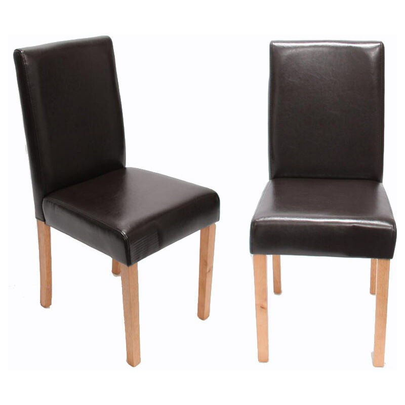 Décoshop26 - Lot de 2 chaises de salle à manger cuisine en synthétique marron pieds en bois clair design moderne 040001937