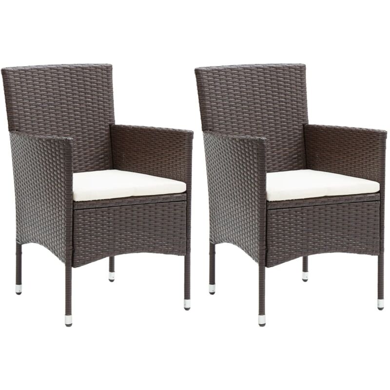 Bonnevie - Lot de 2 Chaises de salle à manger de jardin - Chaises à dîner de jardin Résine tressée Marron BV888191