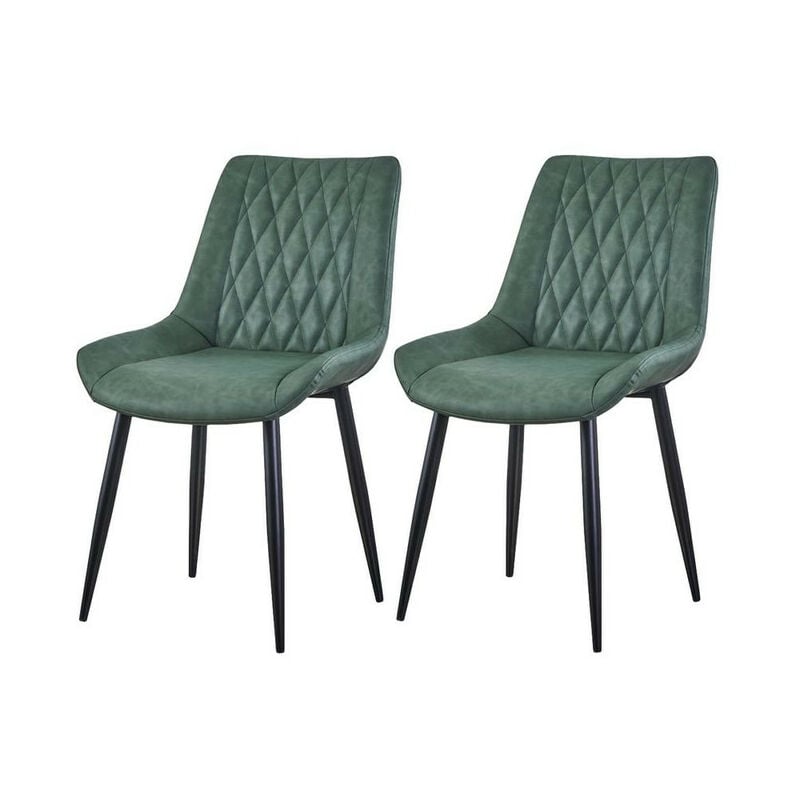Clipop - Lot de 2 chaises de salle à manger en cuir avec dossier et assise rembourrée, 53x43x89cm, Vert