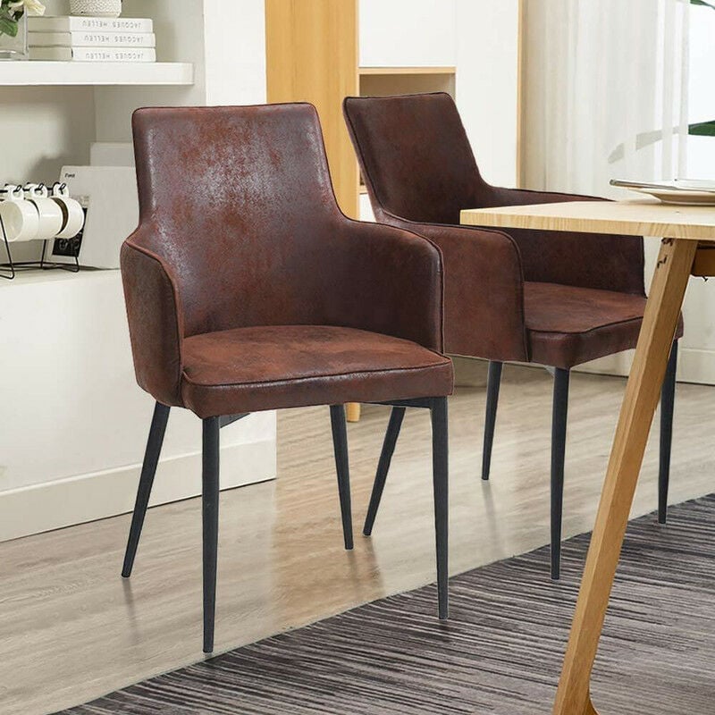 Lot de 2 chaises de Salle à Manger en Simili Cuir avec Dossier et accoudoirs, chaises de réception rétro pour Bureau à Domicile