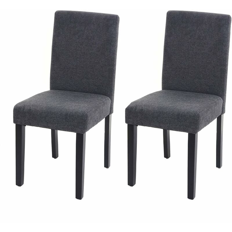lot de 2 chaises de salle à manger en tissu gris foncé pieds foncés - gris