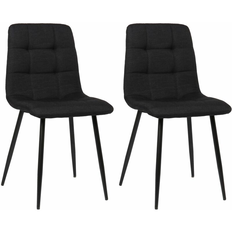 Décoshop26 - Lot de 2 chaises de salle à manger en tissu noir pieds métal noir mat style moderne CDS101107