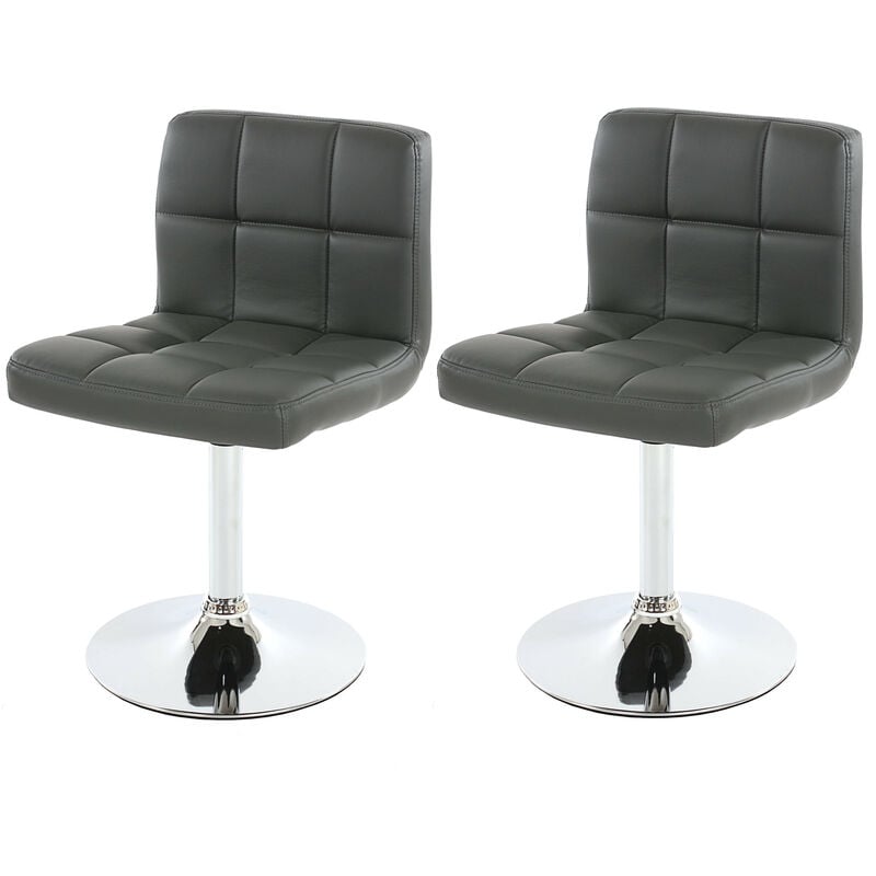 Mendler - Lot de 2 chaises de salle à manger Kavala, pivotante, similicuir, gris