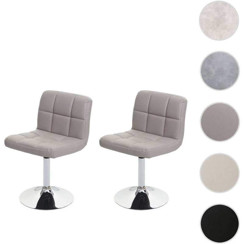 Mendler - 2x Chaise de salle à manger Chaise pivotante Kavala simli Cuir Chrome taupe-gris