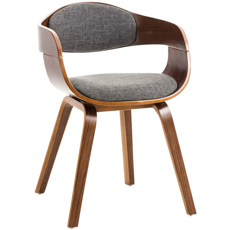 CLP - Ensemble de 2 chaises en bois foncé et tissu de design moderne arrondi dans différentes couleurs colore : Noix / gris clair