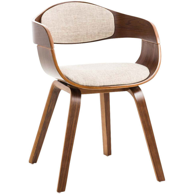 CLP - Ensemble de 2 chaises en bois foncé et tissu de design moderne arrondi dans différentes couleurs colore : Noix / crème