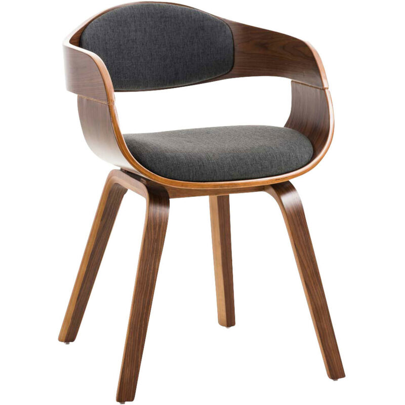 Ensemble de 2 chaises en bois foncé et tissu de design moderne arrondi dans différentes couleurs colore : Noix / gris foncé