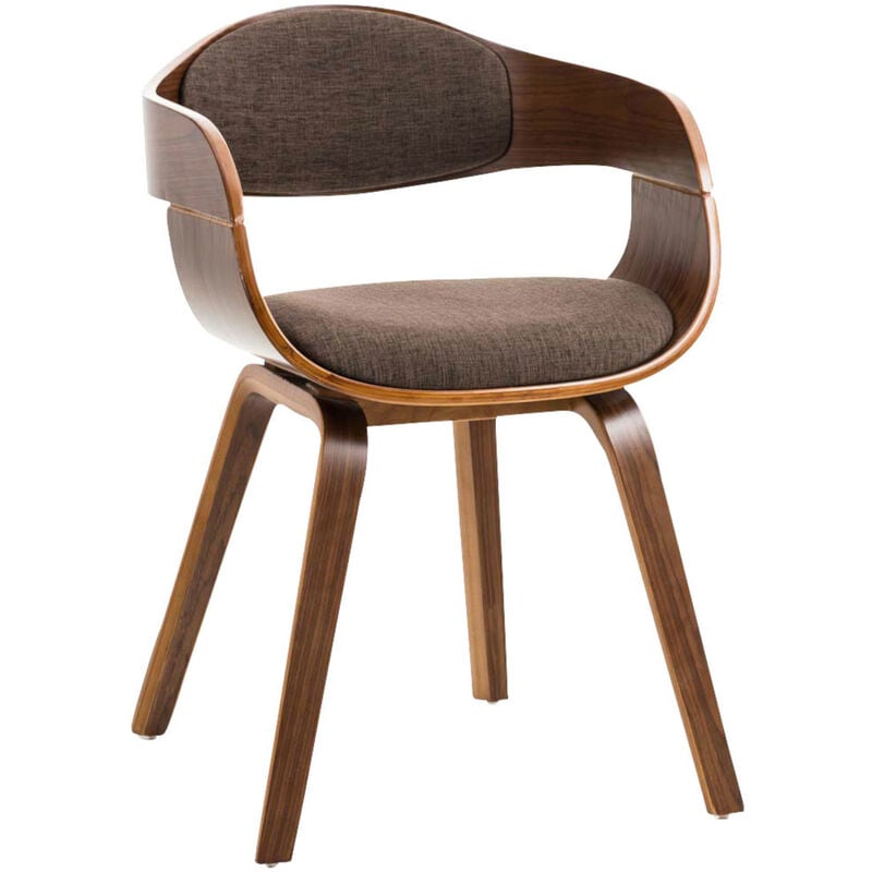 CLP - Ensemble de 2 chaises en bois foncé et tissu de design moderne arrondi dans différentes couleurs colore : Noix / brun
