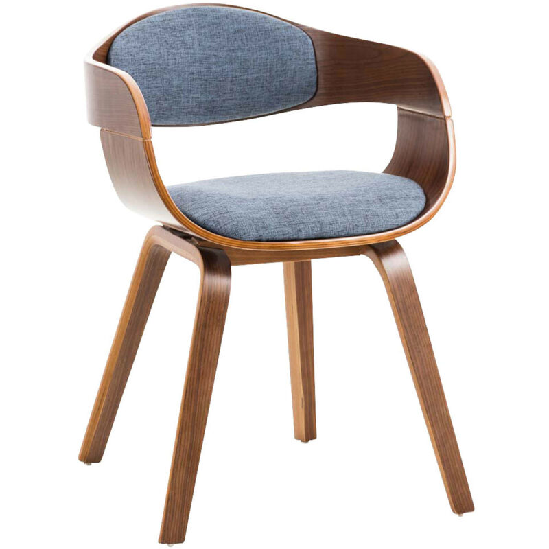 CLP - Ensemble de 2 chaises en bois foncé et tissu de design moderne arrondi dans différentes couleurs colore : Noix / bleu