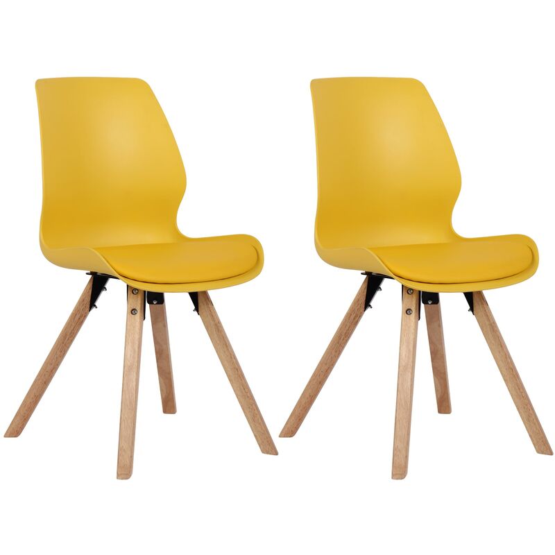 CLP - Lot de 2 chaises de salle à manger Luna Jaune Plastique