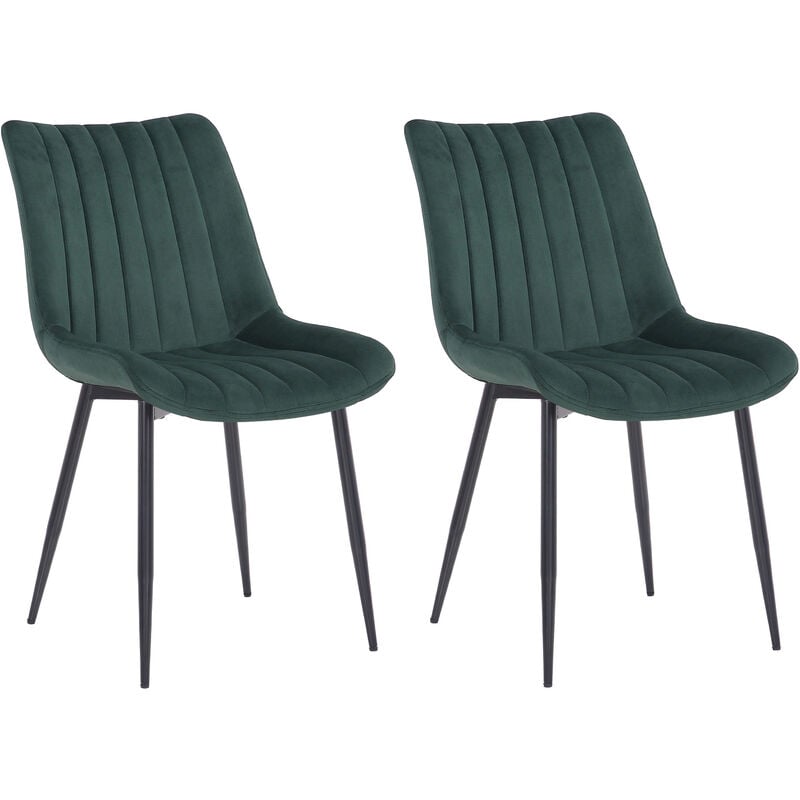 CLP - Ensemble de 2 chaises Rahden en velours vert