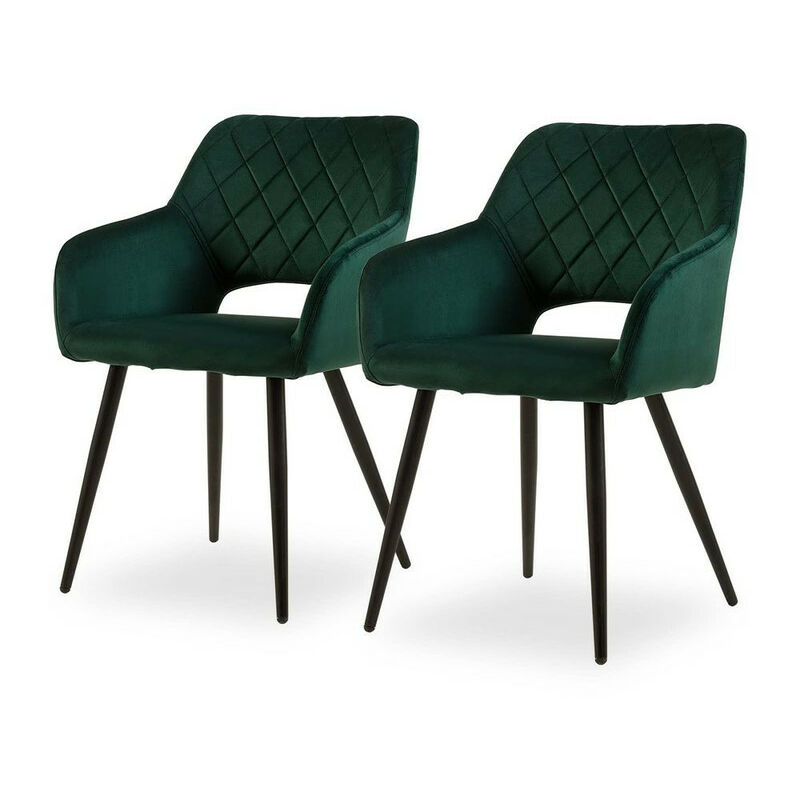 Clipop - Lot de 2 chaises de Salle à Manger rembourrées en Velours avec accoudoirs et Pieds en métal pour Salle à Manger,Vert