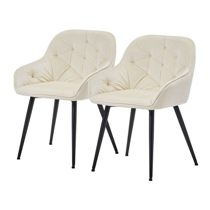 Clipop - Lot de 2 chaises de salle à manger rembourrées en velours avec assise rembourrée et pieds en métal pour salon, Beige