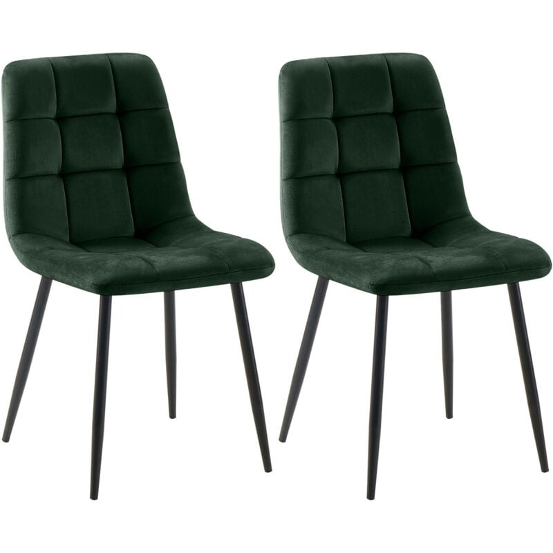 CLP - Ensemble moderne de 2 chaises dîner avec cadre noir et siège en velours différentes couleurs colore : vert