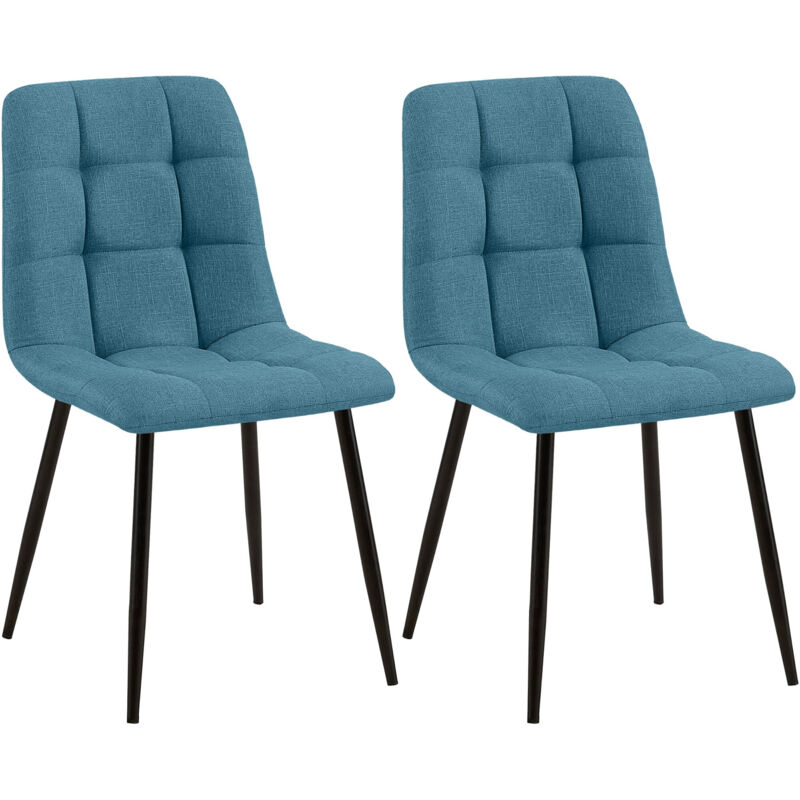 CLP - Ensemble de 2 chaises de conception de conception moderne en Dine en différentes couleurs tissu colore : bleu