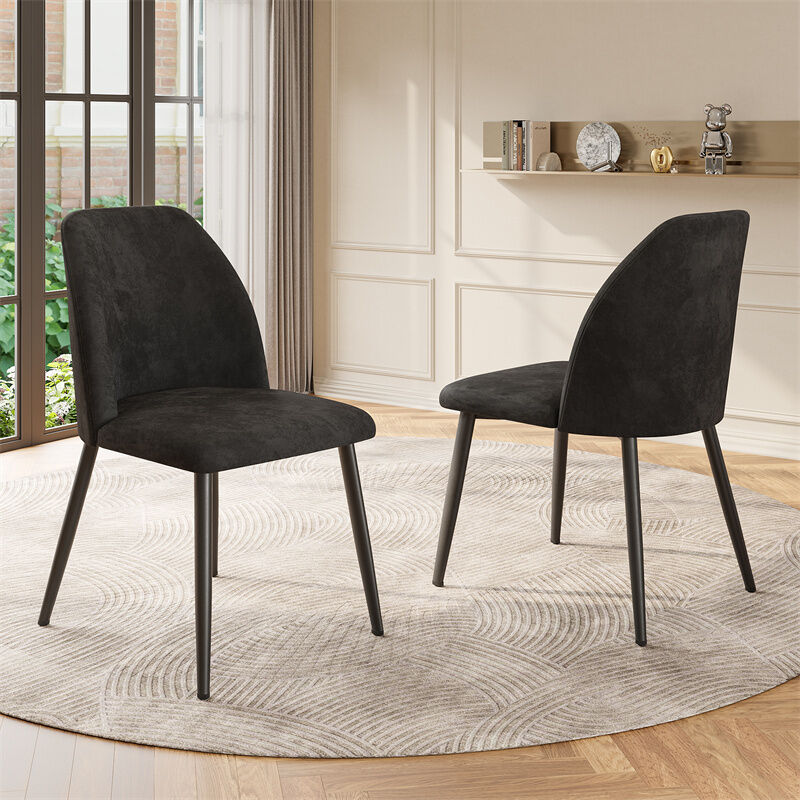 Fortuna Lai - Lot de 2 chaises de salle salle à manger, chaise avec dossier pour salle à manger, cadre en métal, en tissu velours, 48x45x86cm, gris