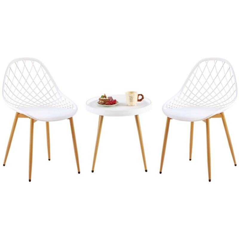 Eggree - Lot de 2 chaises de salon, de salle à manger avec pieds en métal, chaises de salon, chaises de bureau, cuisine, salon Blanc