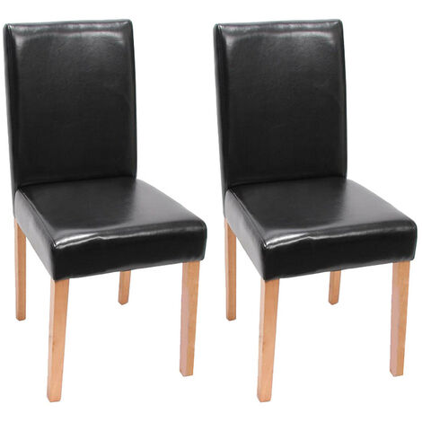 Lot de 2 chaises de séjour Littau, simili-cuir, noir, pieds clairs