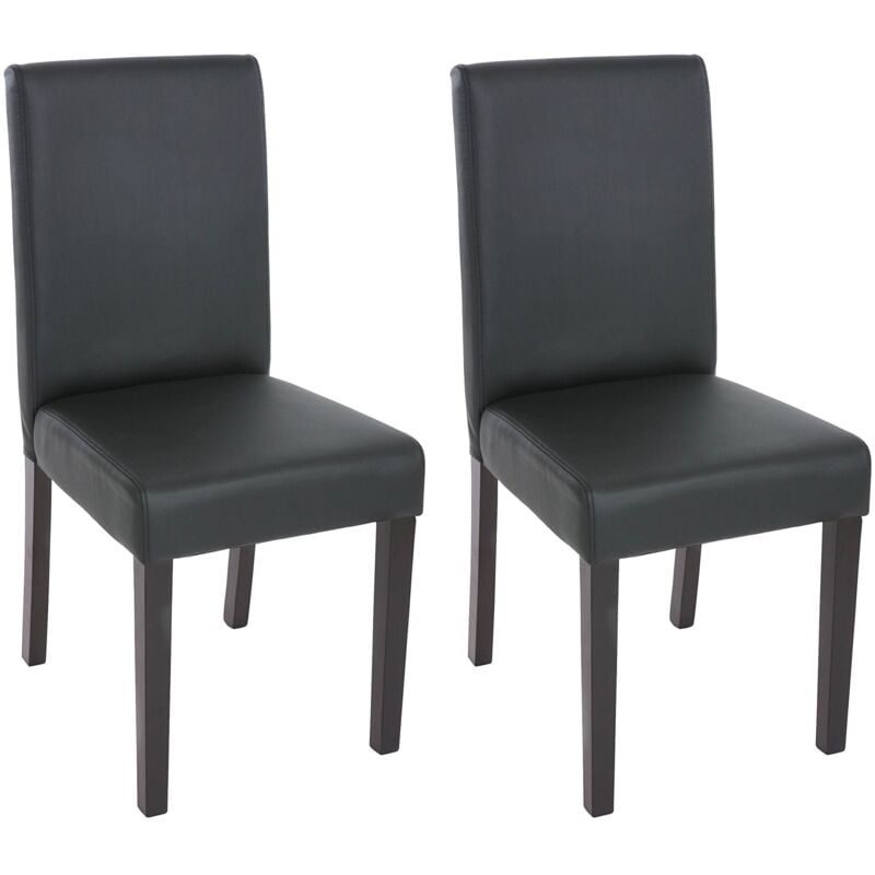 HHG - Lot de 2 chaises de séjour Littau, simili-cuir, noir mat, pieds foncés
