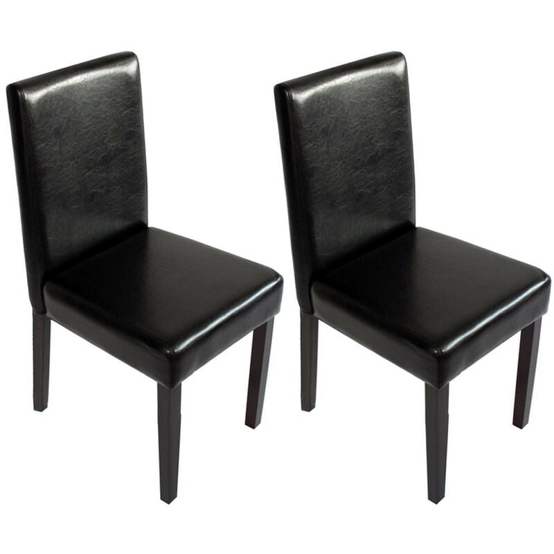 Mendler - Lot de 2 chaises de séjour Littau, simili-cuir, noir, pieds foncés