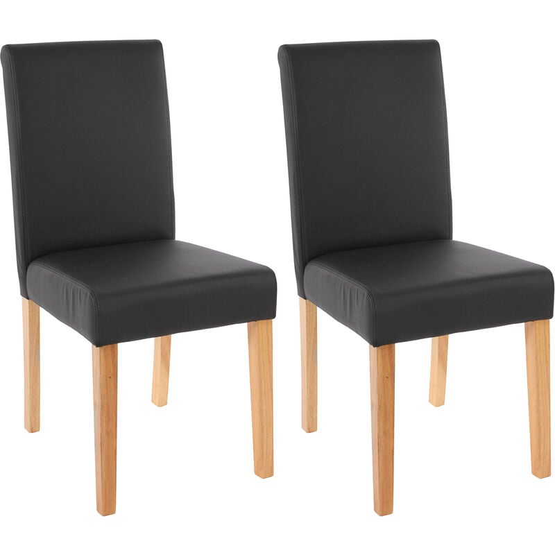 Lot de 2 chaises de séjour Littau, simili-cuir, noir mat, pieds clairs