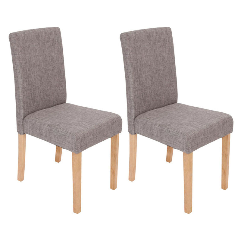Mendler - Lot de 2 chaises de séjour Littau, tissu gris, pieds clairs
