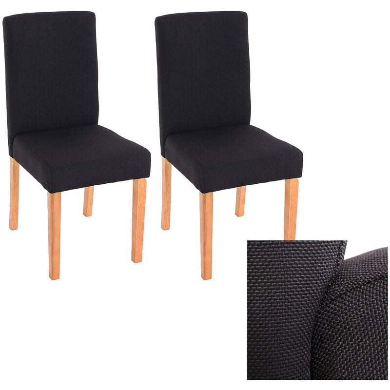 Mendler - Lot de 2 chaises de séjour Littau, tissu noir, pieds clairs