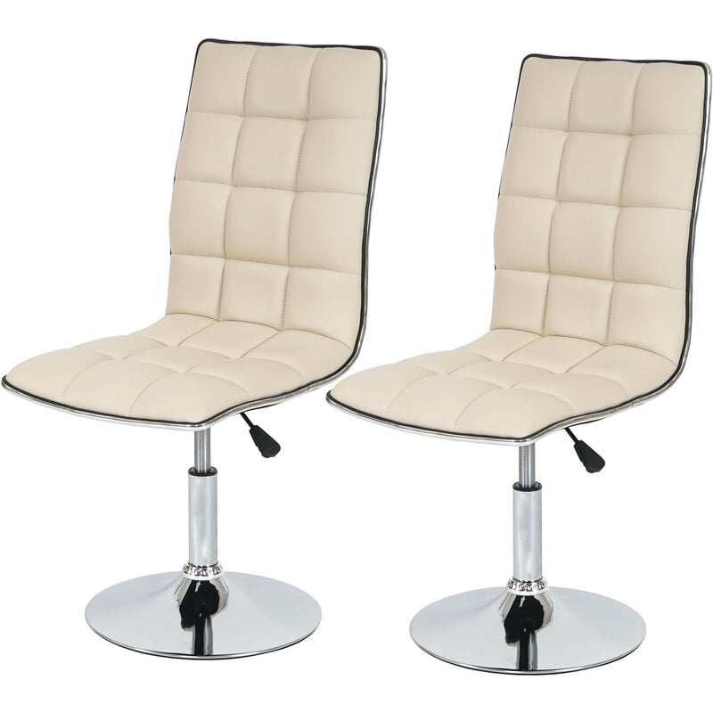 Mendler - Lot de 2 chaises de séjour ou de salle à manger HWC-C41, style rétro, similicuir - crème