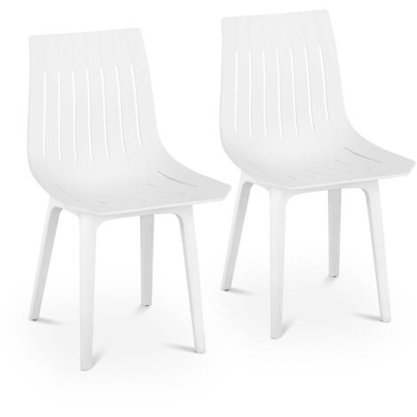 Lot de 2 Chaises Design À Fentes Cuisine Salle À Manger PP Plastique Blanc 150kg - Blanc