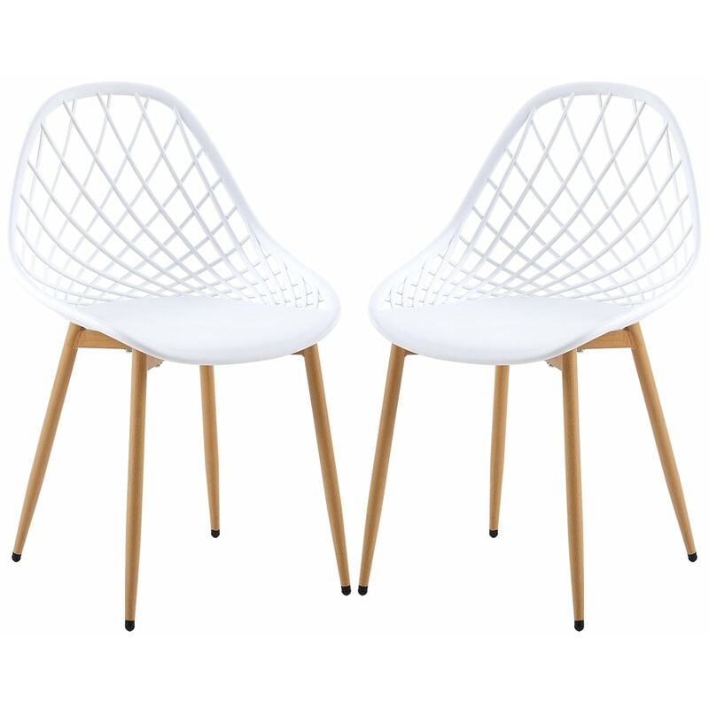 Lot de 2 Chaises Design Blanc Plastique Scandinave Chaise de Salle à manger