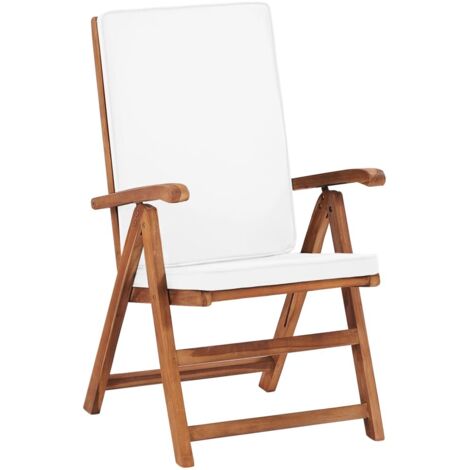 Lot de 2 Chaises design - Chaises inclinables avec coussins Teck solide Crème BonneVie-24910