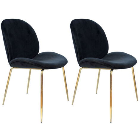 Lot de 2 Chaises Design "Charlize" 90cm Noir & Or