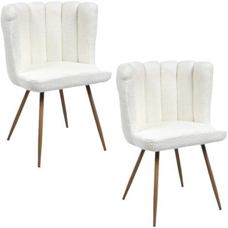 THE HOME DECO FACTORY Lot de 2 chaises design effet bouclette Ariel