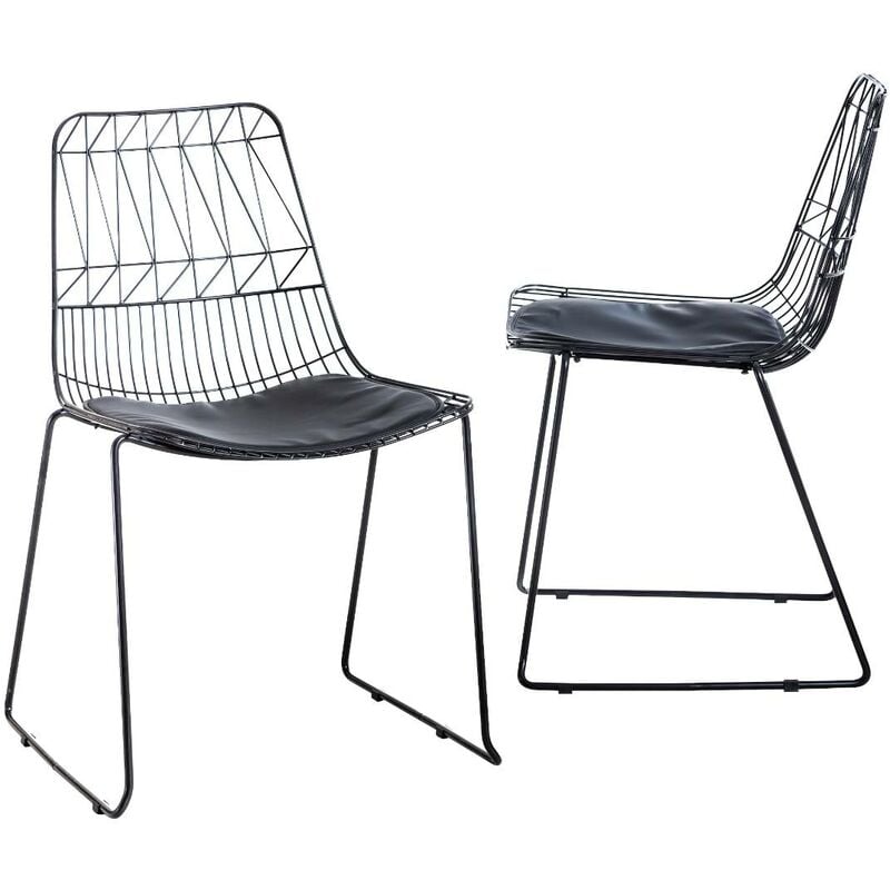 Made In Meubles - Chaise design en métal noir Vanina (lot de 2)