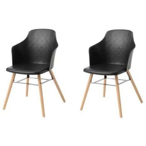 Lot de 2 chaises design en polypropylène avec pieds en bois NIELS
