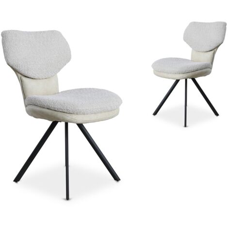 Lot de 2 chaises design en tissu bouclette beige MILIA