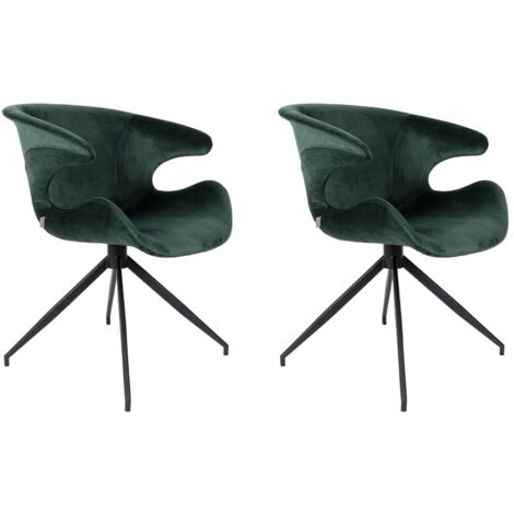 Lot de 2 chaises design en tissu vert - LUMIA