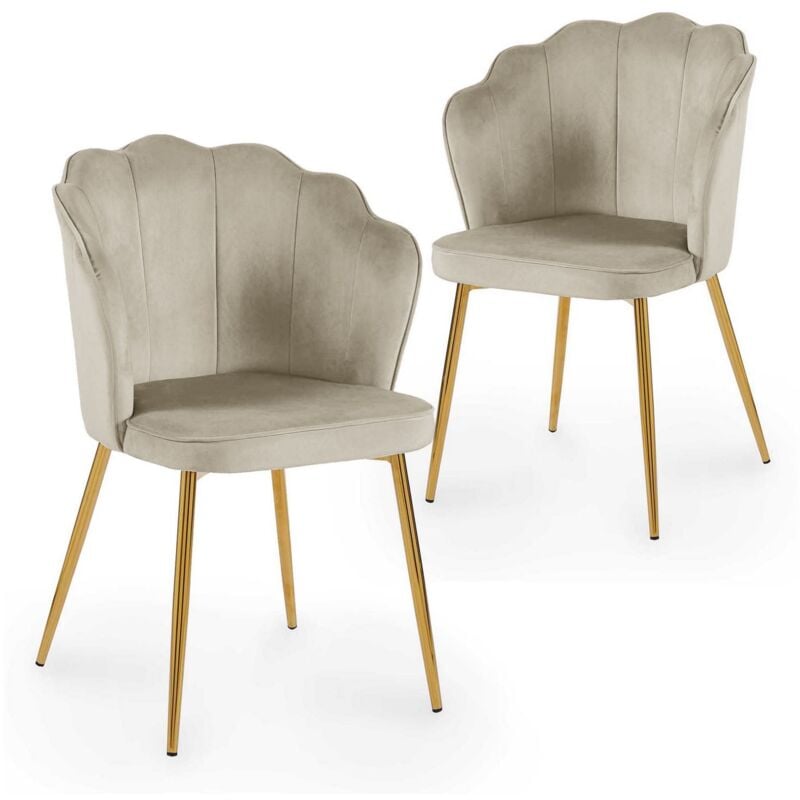 Deco In Paris - garance - Lot de 2 chaises design en velours beige garance