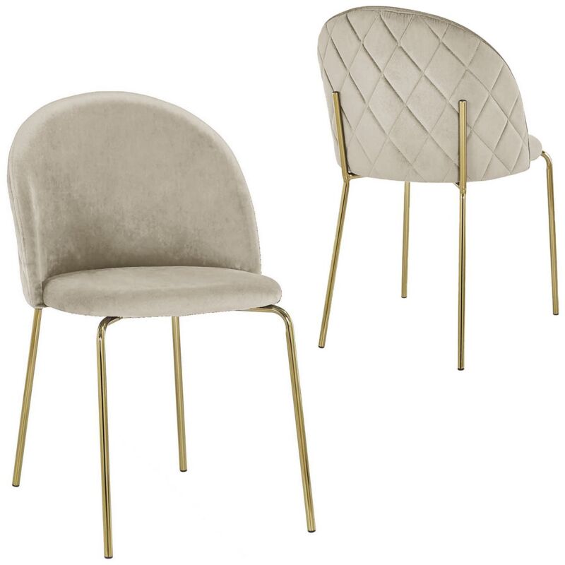 Deco In Paris - kenneth - Lot de 2 chaises design en velours beige kenneth