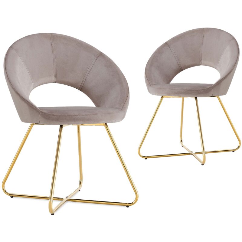 Petra - Lot de 2 chaises design en velours beige petra