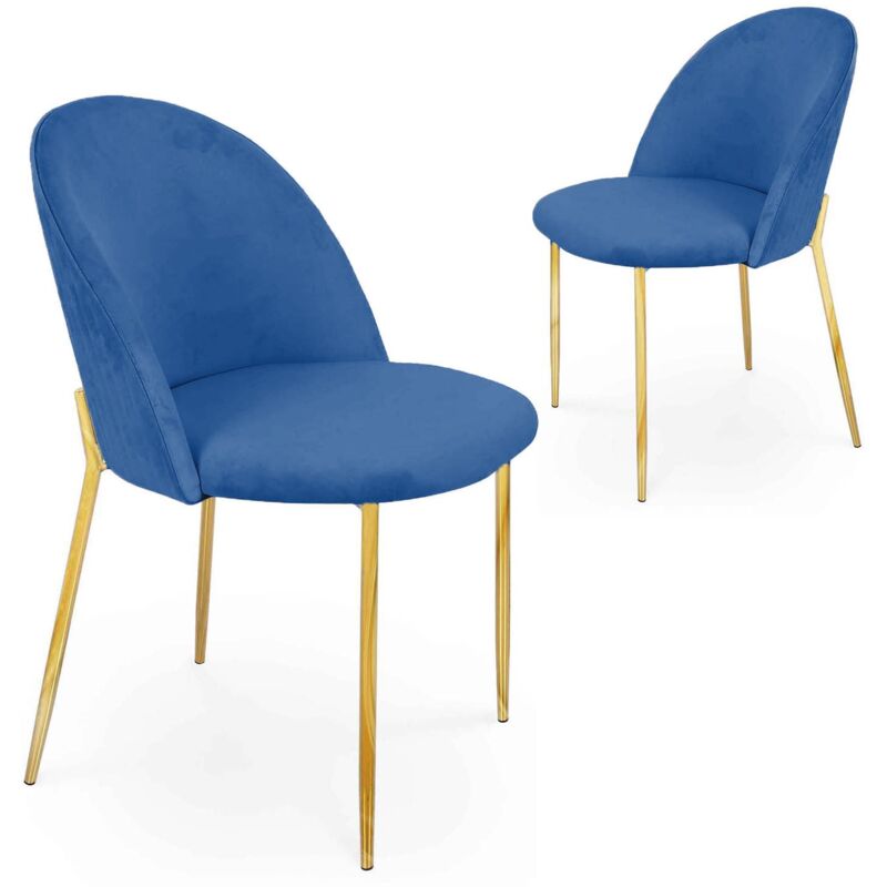 Lot de 2 chaises design en velours bleu arabel Lot de 2 chaises design en velours bleu arabel