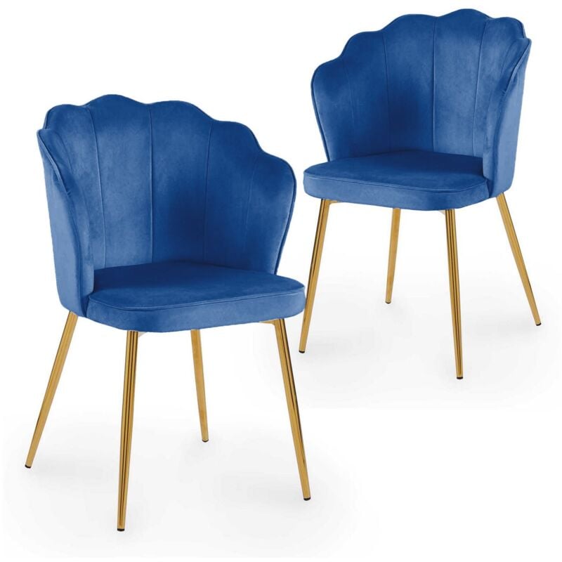 Deco In Paris - garance - Lot de 2 chaises design en velours bleu garance