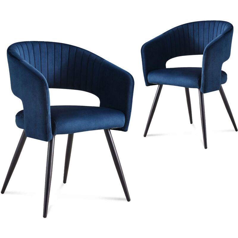 Deco In Paris - gloria - Lot de 2 chaises design en velours bleu gloria