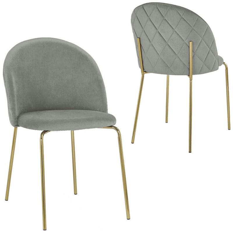 Lot de 2 chaises design en velours gris kenneth Lot de 2 chaises design en velours gris kenneth