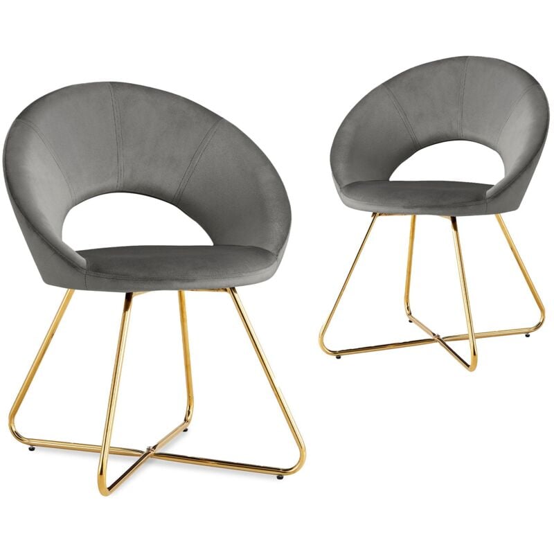 Petra - Lot de 2 chaises design en velours gris petra