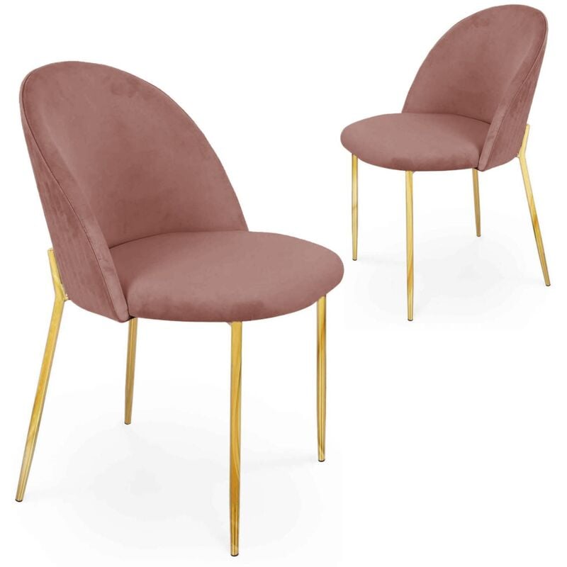 Deco In Paris - arabel - Lot de 2 chaises design en velours rose arabel